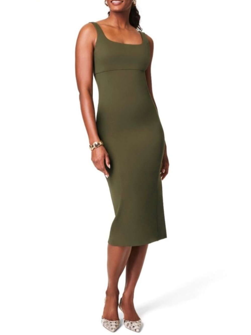 NEW Spanx Ponte Shaping Midi Tank Dress Dark Pine XL the Perfect Collection